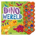 Voorkant van geluidenboek Dinowereld met 22 dinogeluiden en kleurrijke illustraties Geluidenboek Dinowereld
