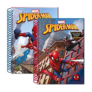 Twee Marvel Spider-Man schriften met opvallende covers en spiraalbinding Spiderman Glitter Notitieboek