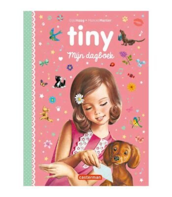 Voorkant van Tiny Mijn Dagboek met meisje en hond op roze achtergrond Tiny - Mijn dagboek