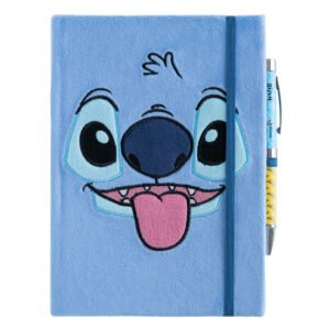Voorzijde van Stitch notitieboek met vrolijke gezichtsuitdrukking Notitieboek Stitch met Pen