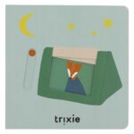 voorzijde van Trixie schuifboek met vos in tent onder sterrenhemel Trixie Schuifboekje Camping