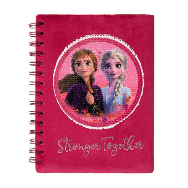 Frozen-notitieboek met pluche kaft en afbeelding van Anna en Elsa Notitieboek A5 Disney Frozen met Pailletten