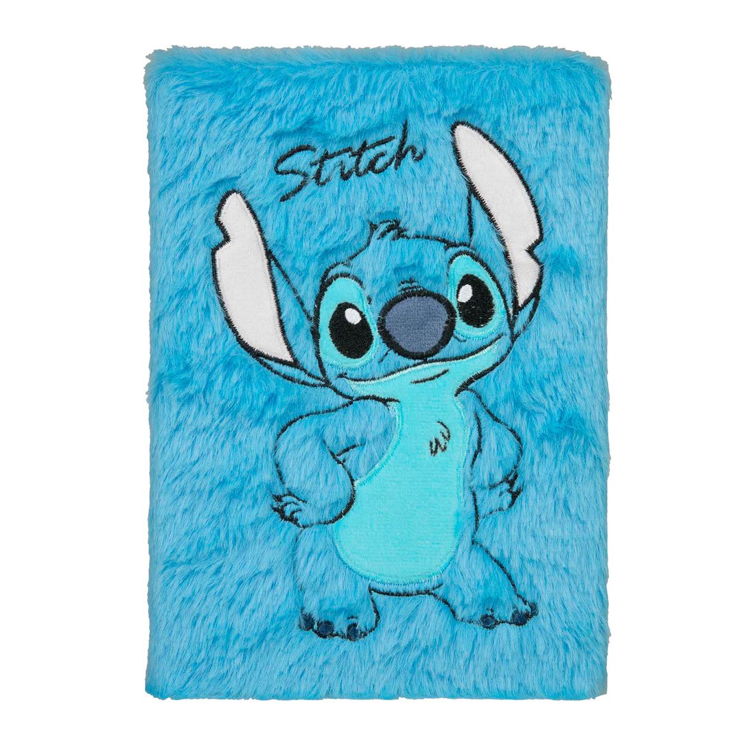 undercover-pluche-stitch-dagboek-blauw-kaft Pluche blauw dagboek met geborduurde Stitch illustratie op de kaft Stitch Notitieboek