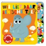 Kinderboek Wie liet daar een scheetje met olifant op de cover en kleurrijke tabs" Geluidenboek Wie liet daar een scheetje?