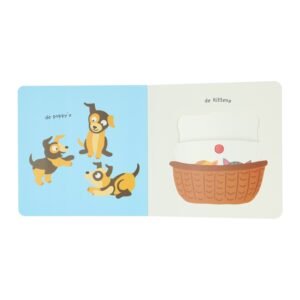 Interactief kinderboek met illustraties van puppy's en kittens