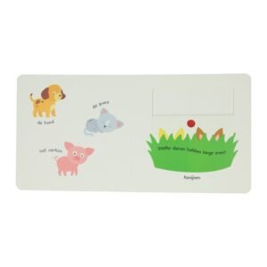 Illustratie kinderboek met huisdieren en konijnen in het gras