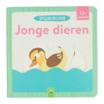 Voorzijde peuterboek Jonge dieren met eend op omslag Schuifboekje Spelen en Leren Jonge dieren