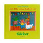 Cover van Het dikke verjaardagsboek van Kikker door Max Velthuijs met feestelijke illustratie Vrolijke voorleesboek van Kikker