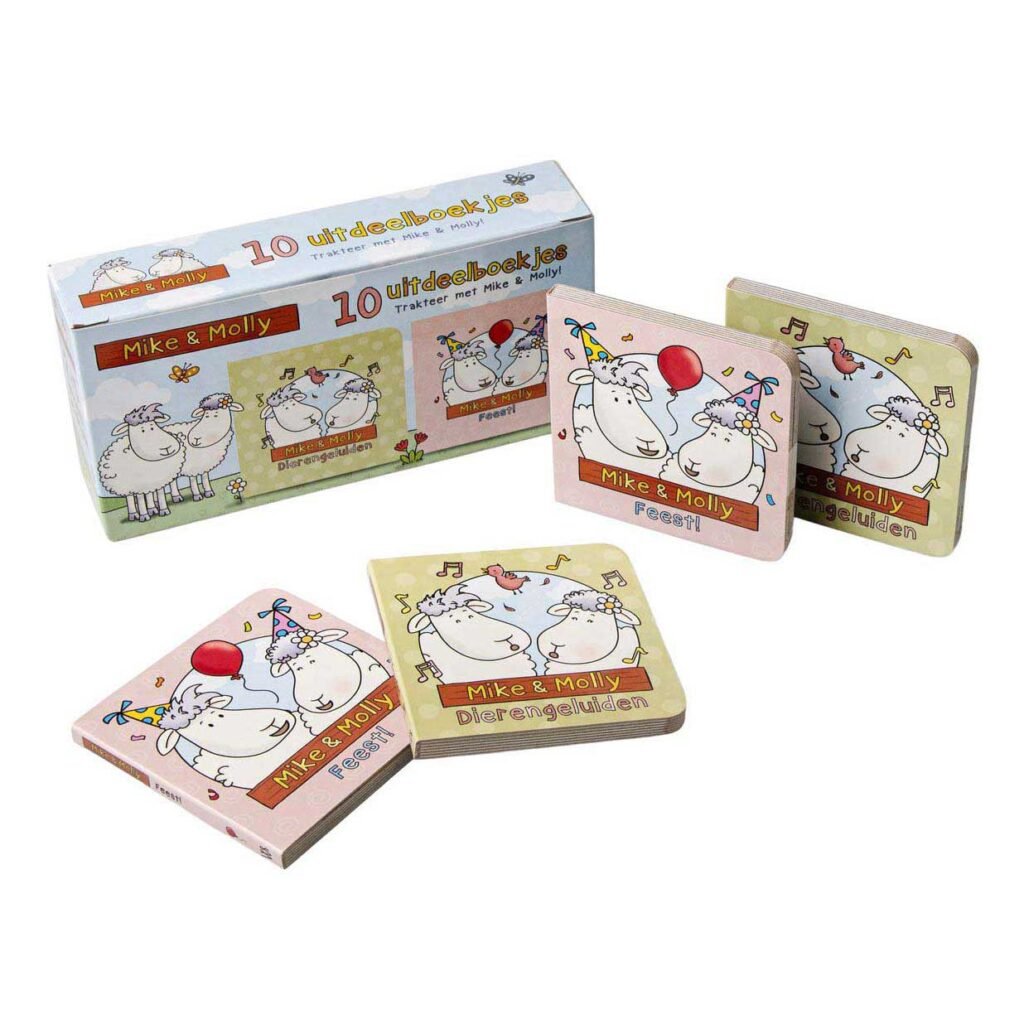 Set Mike & Molly uitdeelboekjes over feest en dierengeluiden voor kinderen Mike & Molly Uitdeelboekjes 10st.
