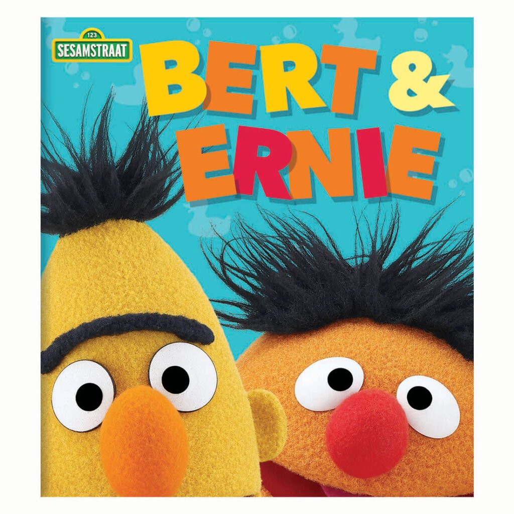 Sesamstraat boekcover met Bert en Ernie op blauwe achtergrond Sesamstraat Bert & Ernie Kartonboek