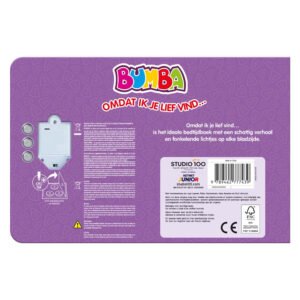 Bumba lichtjesboek Omdat ik je lief vind achterkant met batterijvak en productinformatie