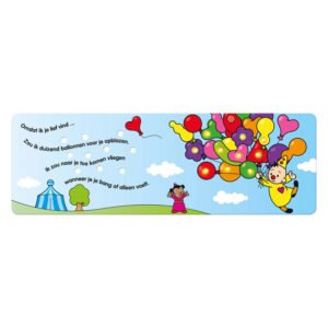 Bumba lichtjesboek binnenpagina met ballonnen en lief gedicht voor kinderen