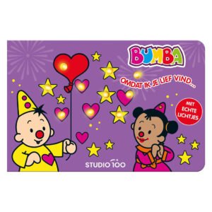 Bumba Lichtjesboek - Omdat ik je lief vind voorkant met hartjes en sterren