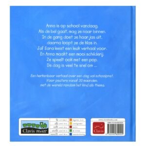 Achterkant van peuterboek Anna in de klas met korte inhoud