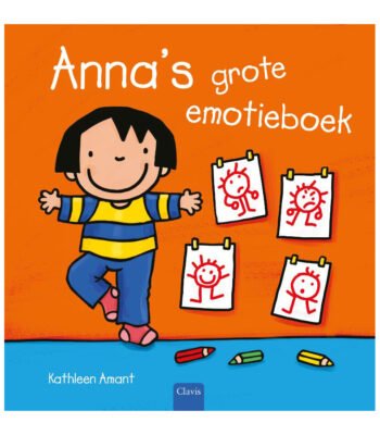 Boekcover Anna’s grote emotieboek van Kathleen Amant met illustraties van emoties voor kinderen Anna's Grote Emotieboek
