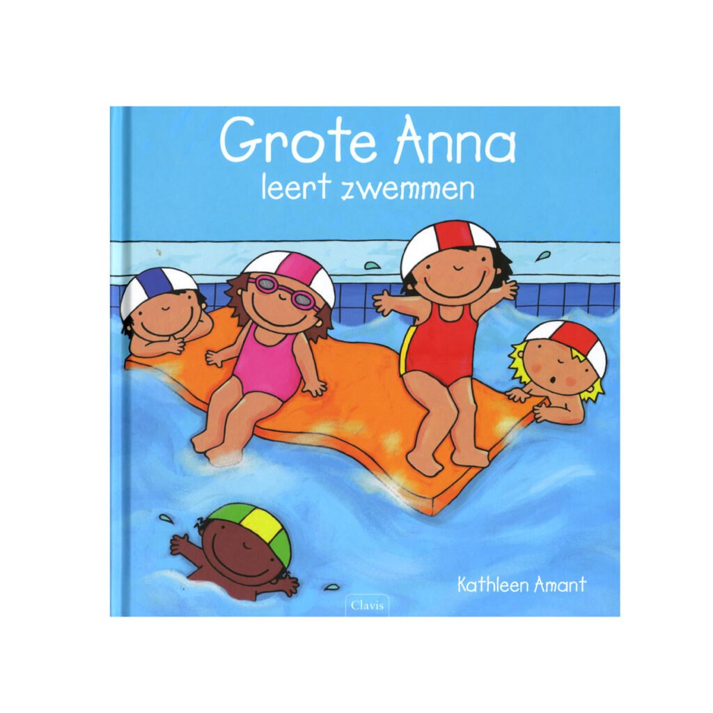 Boekcover Grote Anna leert zwemmen met spelende kinderen in zwembad Grote Anna Leert Zwemmen