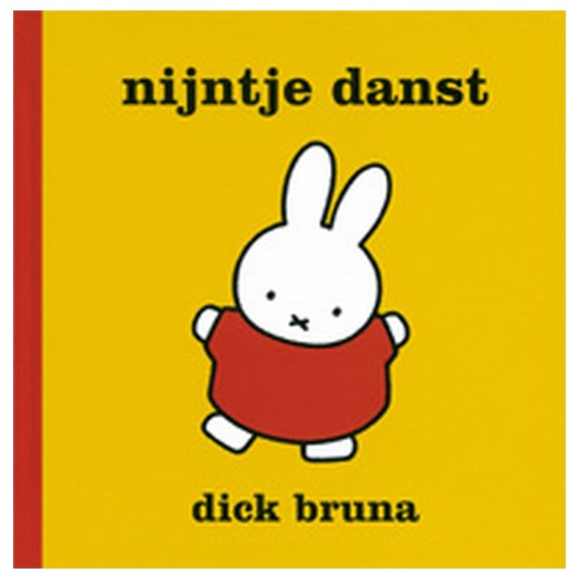Boekcover nijntje danst van Dick Bruna met dansende nijntje op gele achtergrond Nijntje Danst