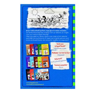 Achterkant van Het Leven van een Loser boek met illustratie van familie op tropische vakantie