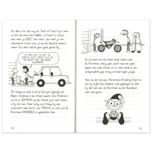 Binnenpagina uit Het leven van een Loser met kerstverhaal en illustratie van motor en elf