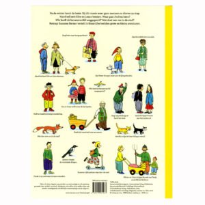 Achterzijde van Leve de lente kijk- en zoekboek met personages en beschrijving