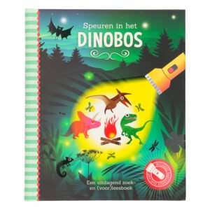 Cover Speuren in het Dinobos zoek- en voorleesboek met dinosaurus Speuren in het Dinobos + kartonnen zaklamp