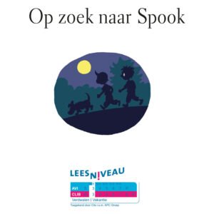 Twee kinderen en een hond rennen door het bos onder de maan op zoek naar Spook.