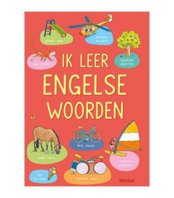 Voorkant van het kinderboek 'Ik leer Engelse woorden' met vrolijke tekeningen Ik leer Engelse woorden