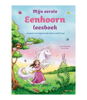 Voorkant Mijn eerste Eenhoorn leesboek met prinses en witte eenhoorn in sprookjesachtig landschap Mijn Eerste Eenhoorn Leesboek