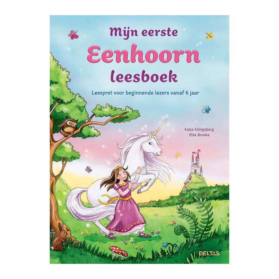 Voorkant Mijn eerste Eenhoorn leesboek met prinses en witte eenhoorn in sprookjesachtig landschap Mijn Eerste Eenhoorn Leesboek