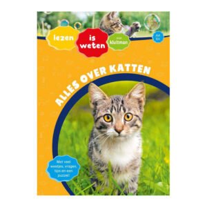 Voorkant van kinderboek Alles over katten AVI E4 met schattige kitten in gras en titel Lezen is weten