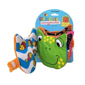 Dikkie Dik rammelboekje met groene kikker en kleurrijke stoffen pagina’s voor baby’s