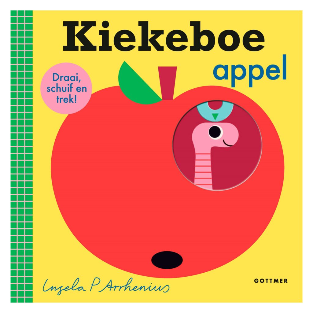 Kinderboek Kiekeboe Appel met kleurrijke illustratie van appel en worm Kiekeboe Appel