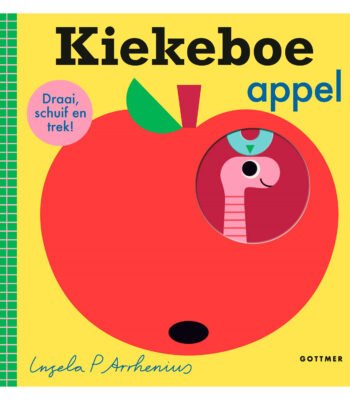 Kinderboek Kiekeboe Appel met kleurrijke illustratie van appel en worm Kiekeboe Appel