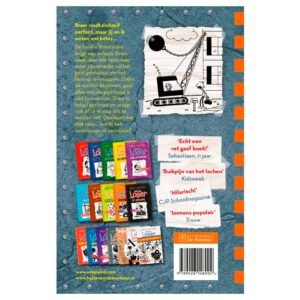 Achterkant van Het leven van een Loser Totaal Gesloopt met illustratie van sloopkogel en overzicht van boekenserie