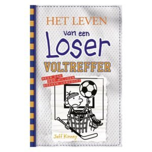 Boekomslag voorzijde van Het Leven van een Loser - Voltreffer van Jeff Kinney met sportillustratie