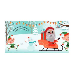 Kerstman in arrenslee met elfjes en sneeuwpop in winters landschap