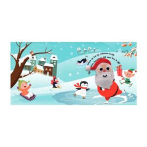 Vrolijke winterillustratie met kerstman en pinguïn op het ijs