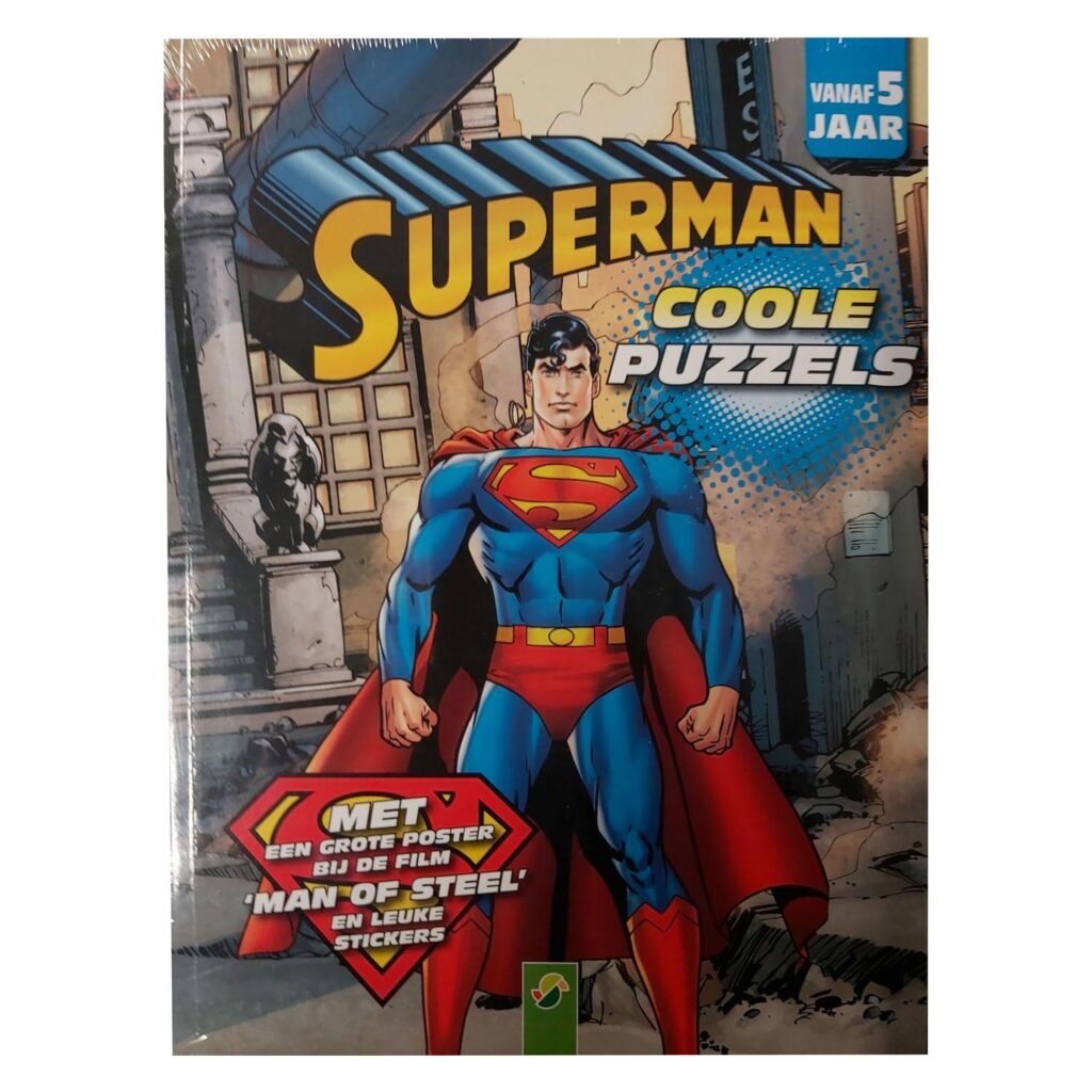 Superman puzzelboek voor kinderen met poster en stickers, gebaseerd op Man of Steel film Superman Coole Letterpuzzels, Doolhoven Doeboek