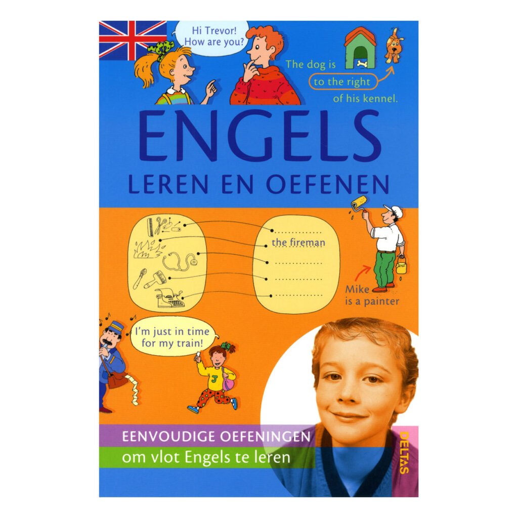Voorkant van oefenboek Engels leren & oefenen met kleurrijke illustraties