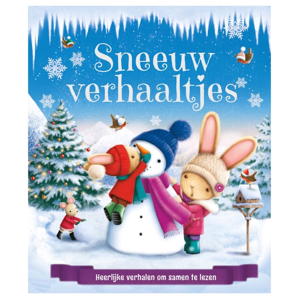 Kinderboek Sneeuwverhaaltjes met schattige dieren in een winterlandschap Sneeuwverhaaltjes