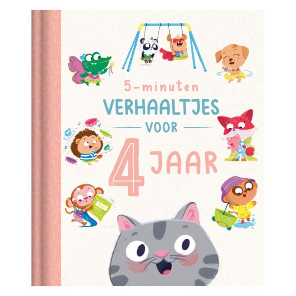 Voorkant 5-minuten verhaaltjes voor 4 jaar kinderboek met kleurrijke illustraties van dieren 5-Minutenverhaaltjes Voor 4 Jaar
