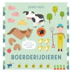 Voorkant van het kinderboek Boerderijdieren met vrolijke illustraties van boerderijdieren, boer en uitdrukfiguren Kartonboek Press-Outs - Boerderijdieren