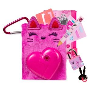 Roze katten dagboek met hartvormig slot en accessoires Real Littles Dagboek