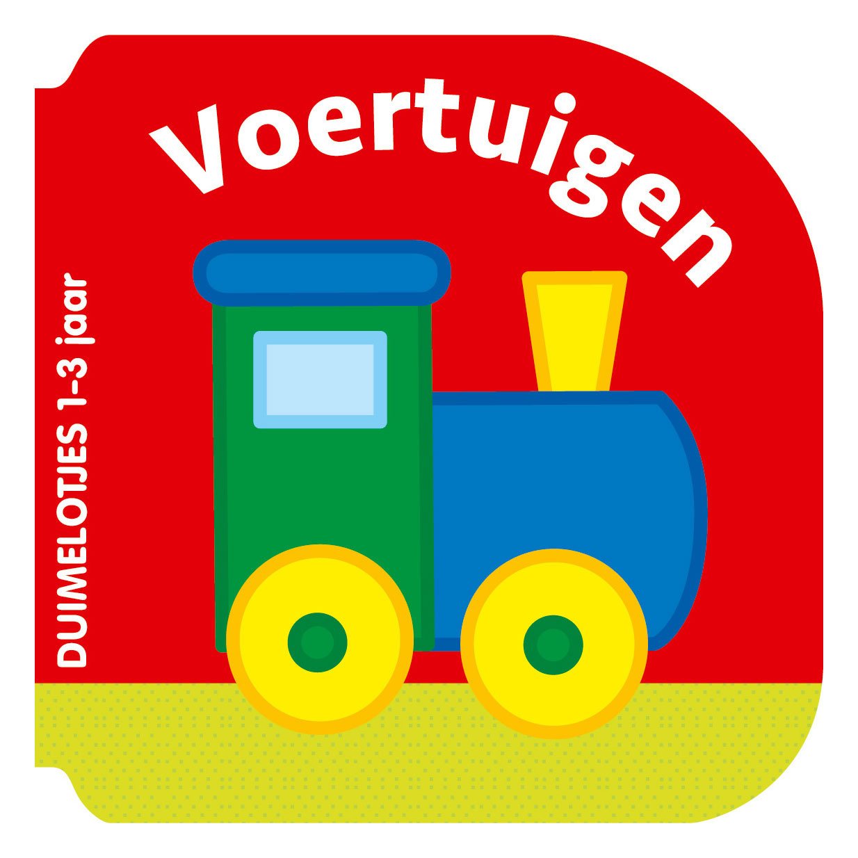 standaard-uitgeverij-kinderboek-voertuigen-trein-illustratie-peuters-1-3-jaar Kinderboek Voertuigen met kleurrijke treinillustratie voor peuters van 1-3 jaar Duimelotjes Kartonboekje Voertuigen