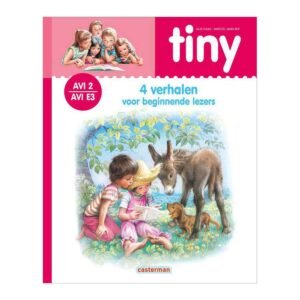 Tiny kinderboek voor beginnende lezers met illustratie van kinderen en een ezel Tiny - 4 verhalen voor beginnende lezers - AVI 2 E3
