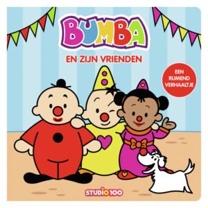 Voorkant van het boek Bumba en zijn vrienden met kleurrijke figuren en hondje Bumba Kartonboek - Bumba en zijn Vrienden