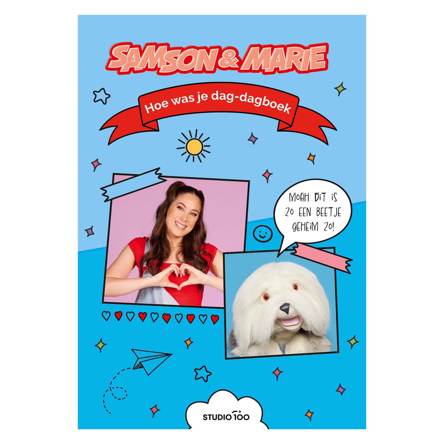 studio100-samson-en-marie-dagboek-voorkant-cover Voorkant van het Samson en Marie dagboek met vrolijke tekeningen en personages Samson & Marie Dagboek - Zo voel ik me vandaag