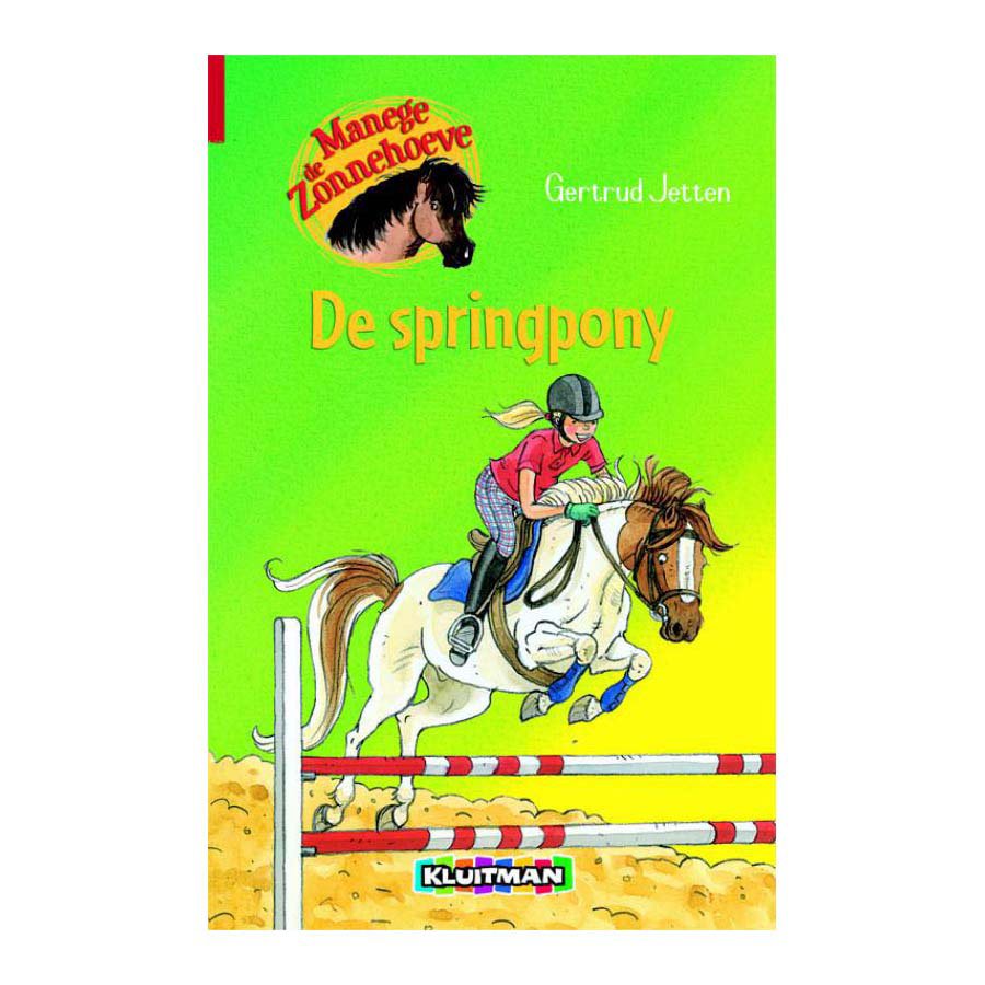 Boekcover Manege de Zonnehoeve - De springpony van Gertrud Jetten met meisje dat springt over hindernis