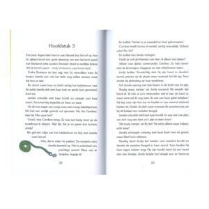 Binnenpagina van kinderboek De wilde pony met hoofdstuk 3 en illustratie van halstertouw