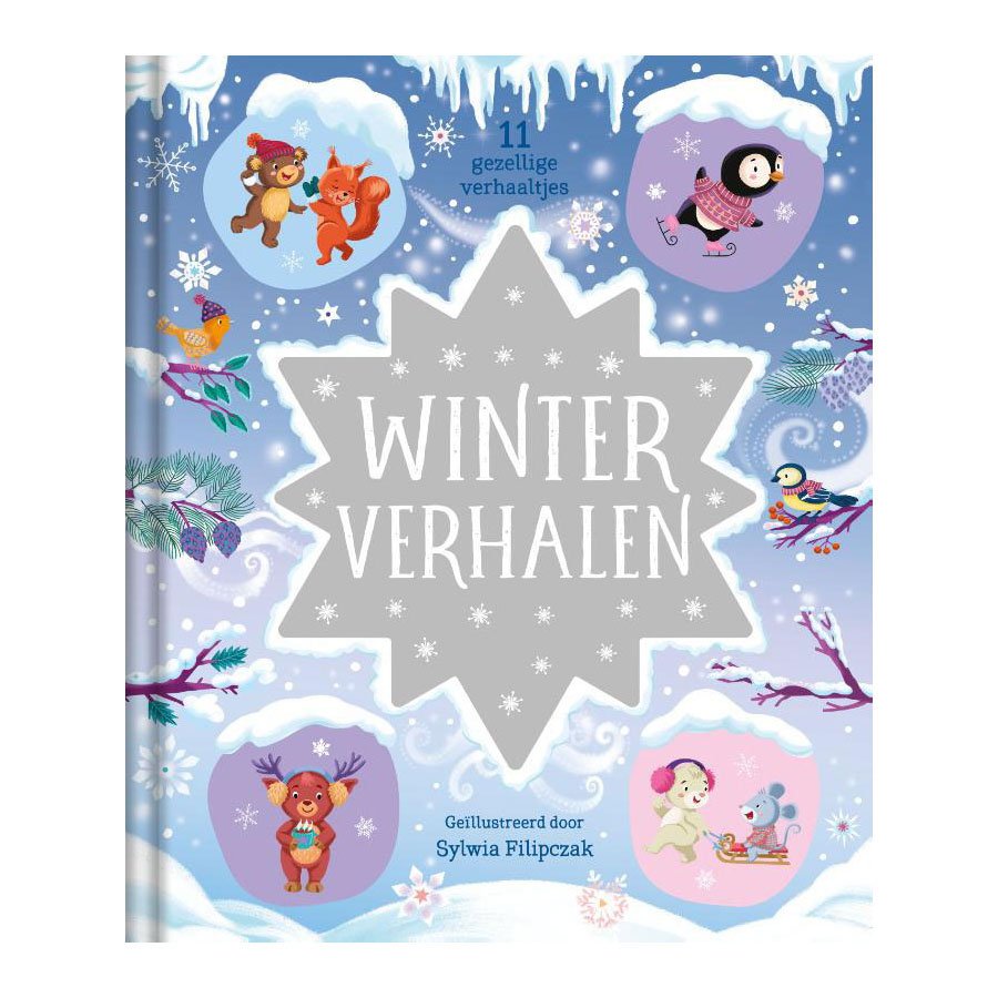 Voorkant van kinderboek Winterverhalen - 11 Verhaaltjes met kleurrijke dieren en sneeuwlandschap